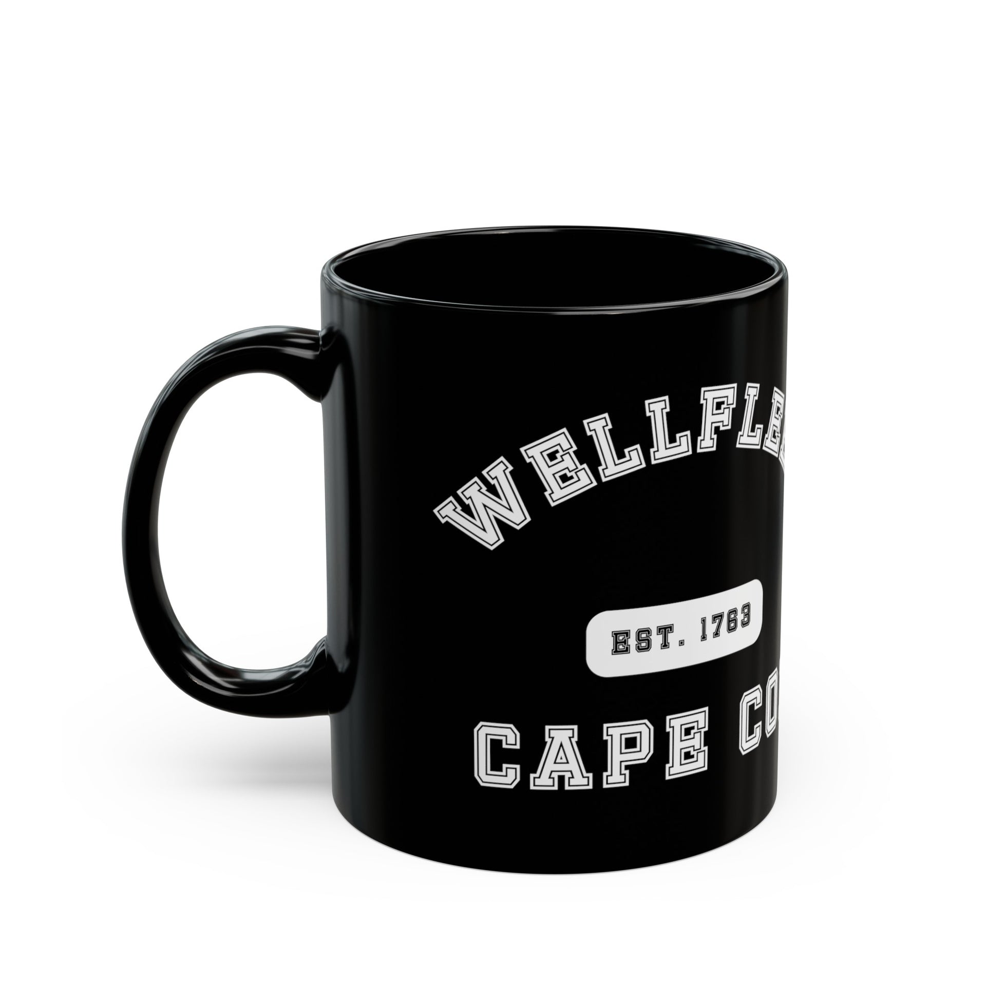 Wellfleet Cape Cod Est. 1763 Black Mug