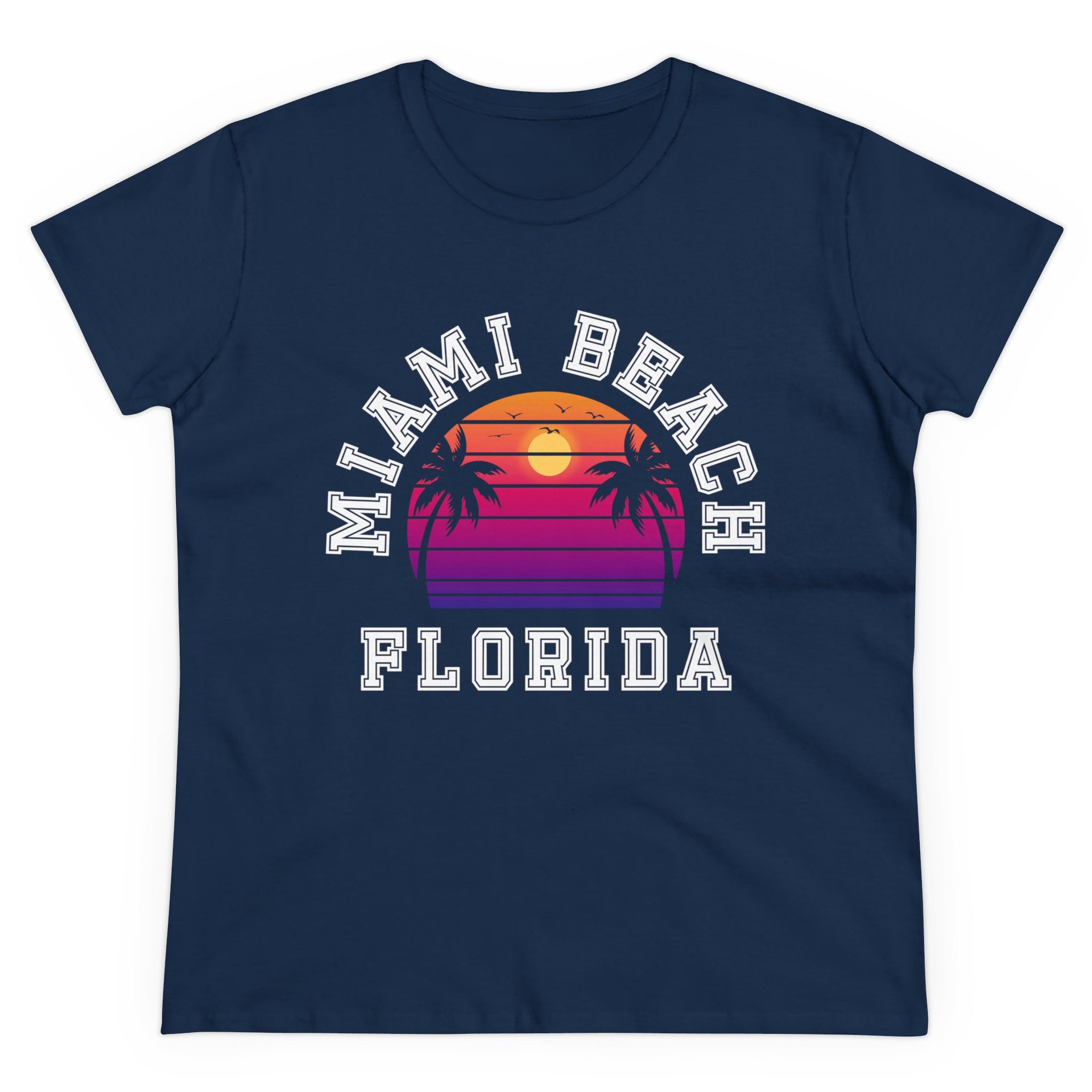 Miami Beach Florida Palms Women's Midweight Cotton Tee