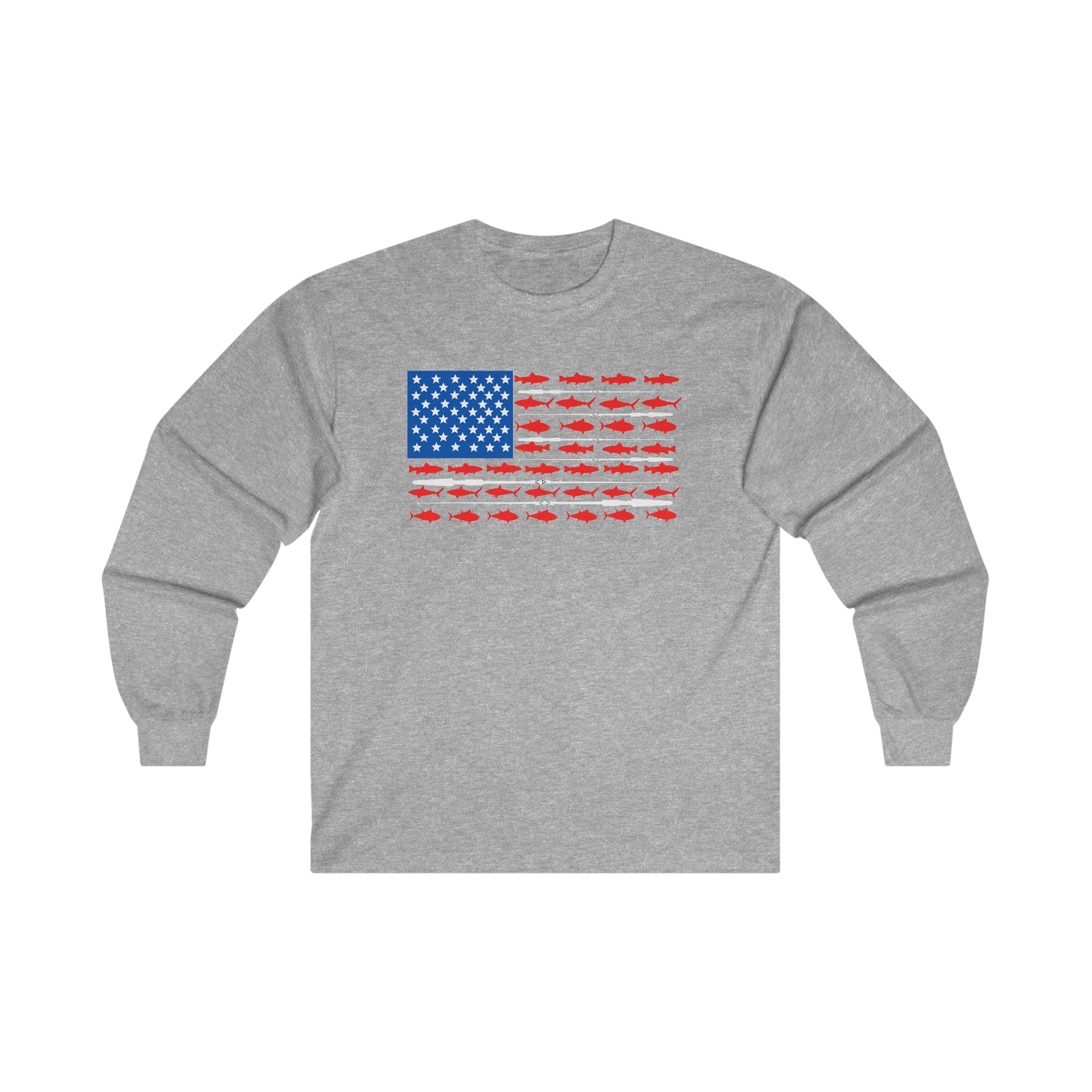 American Flag Fish Ultra Cotton Long Sleeve Tee