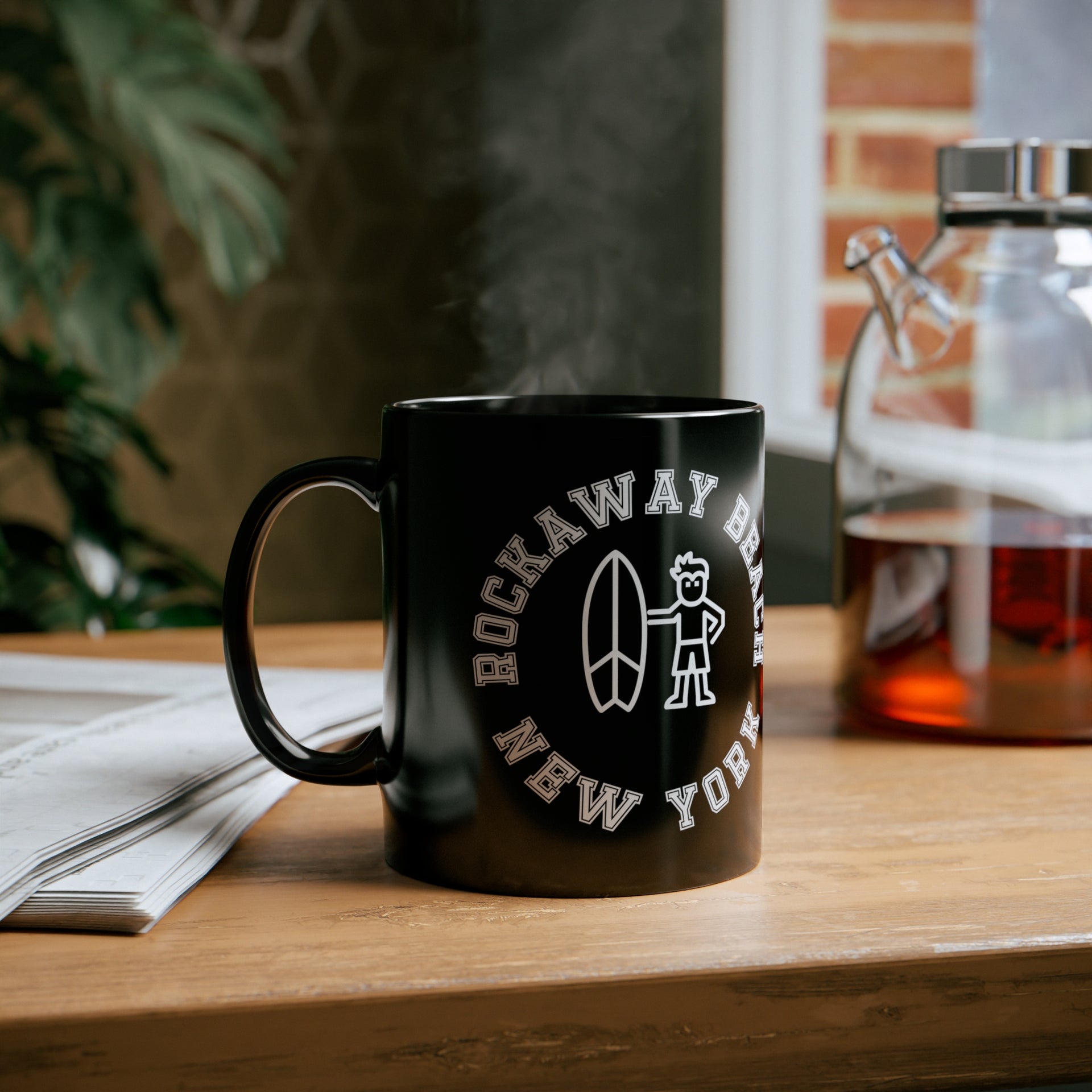 Rockaway Beach NYC 11oz Black Mug