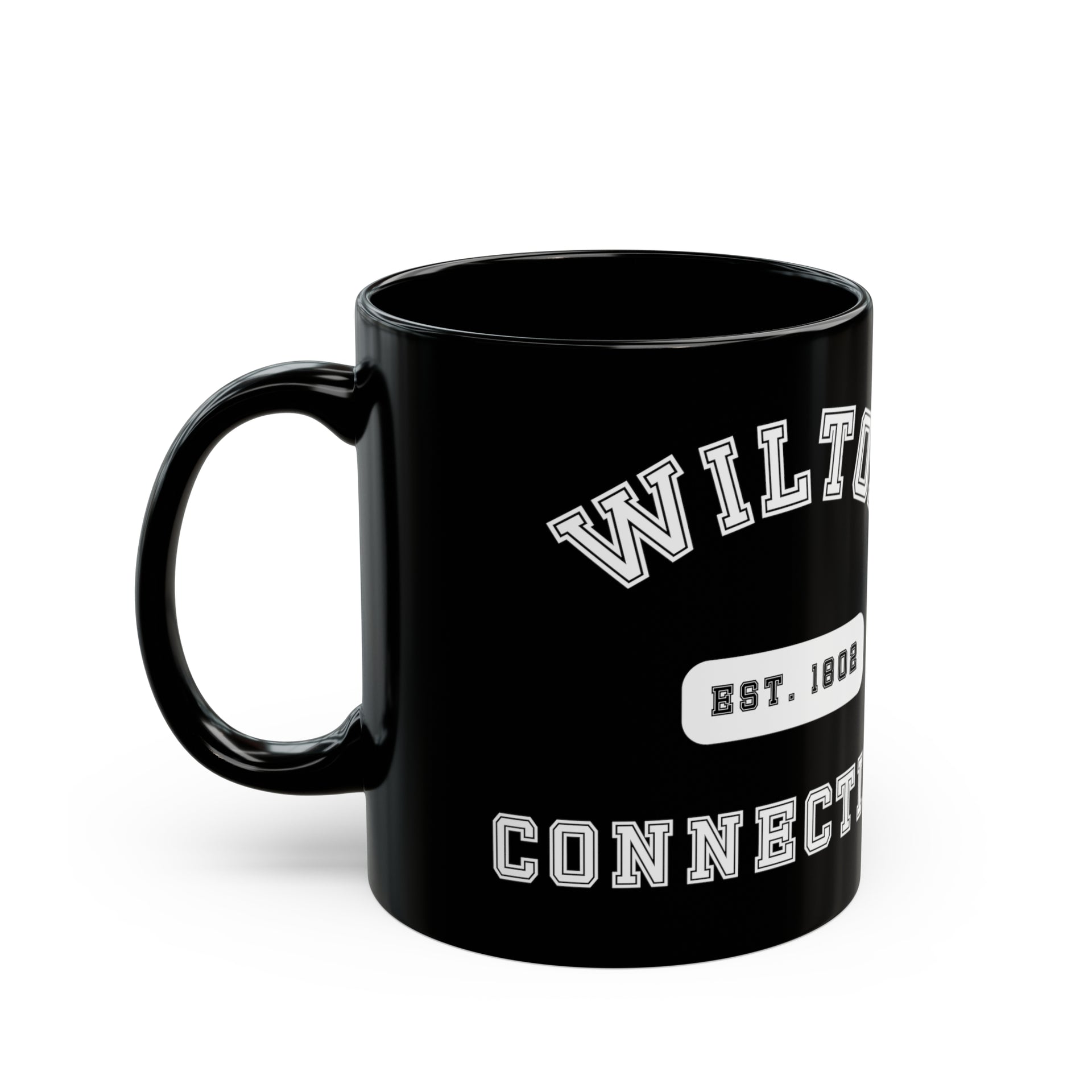 Wilton CT Black Mug