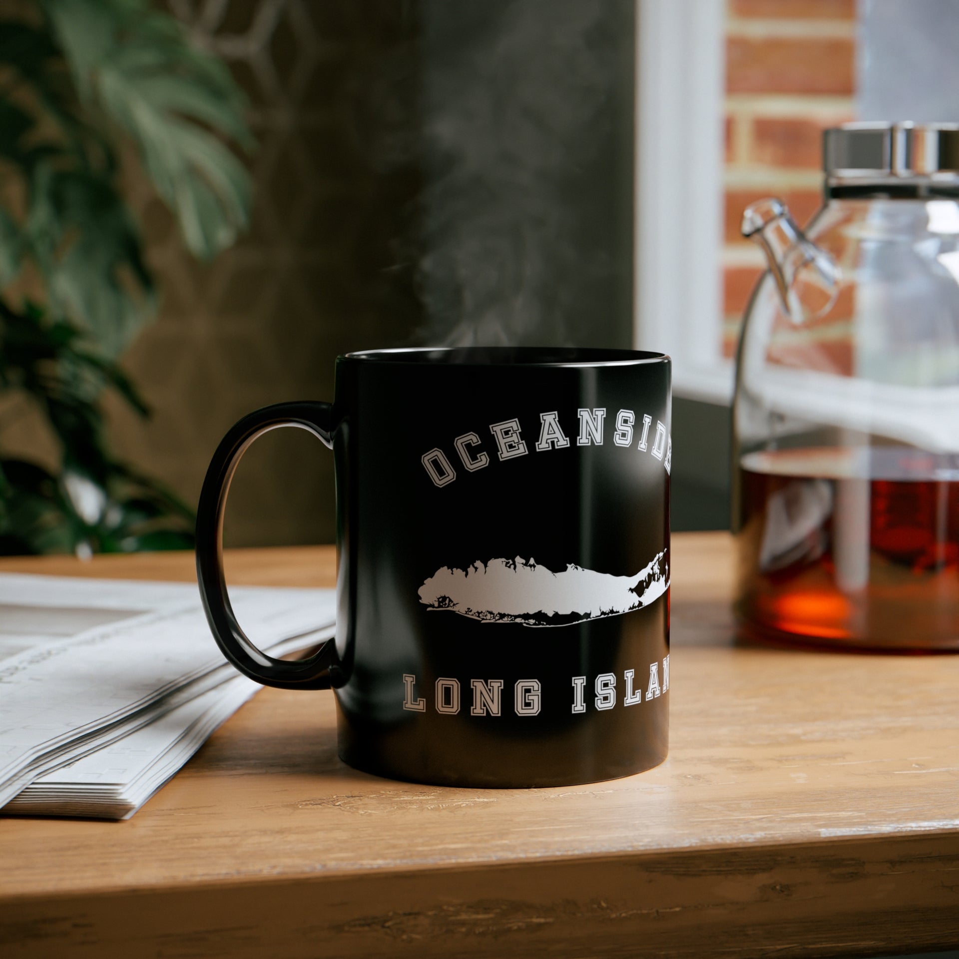 Oceanside Long Island 11oz Black Mug