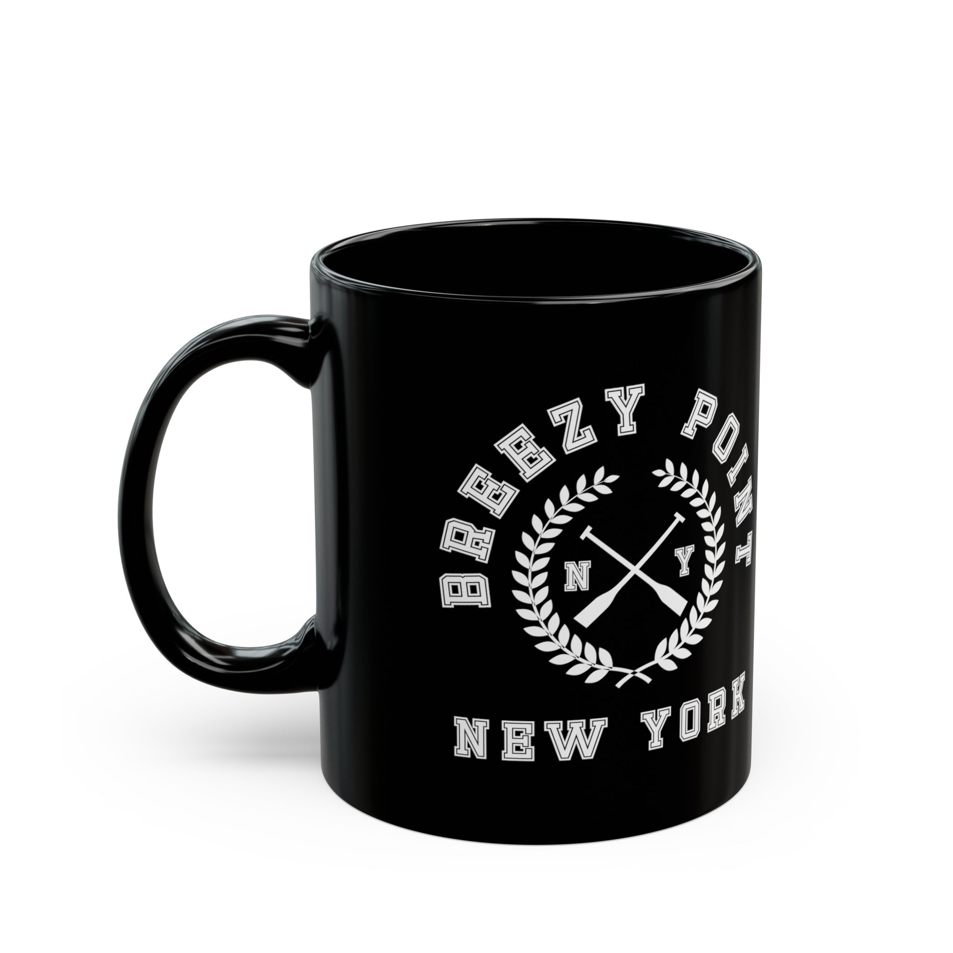 Breezy Point NYC Crossed Oars Black Mug