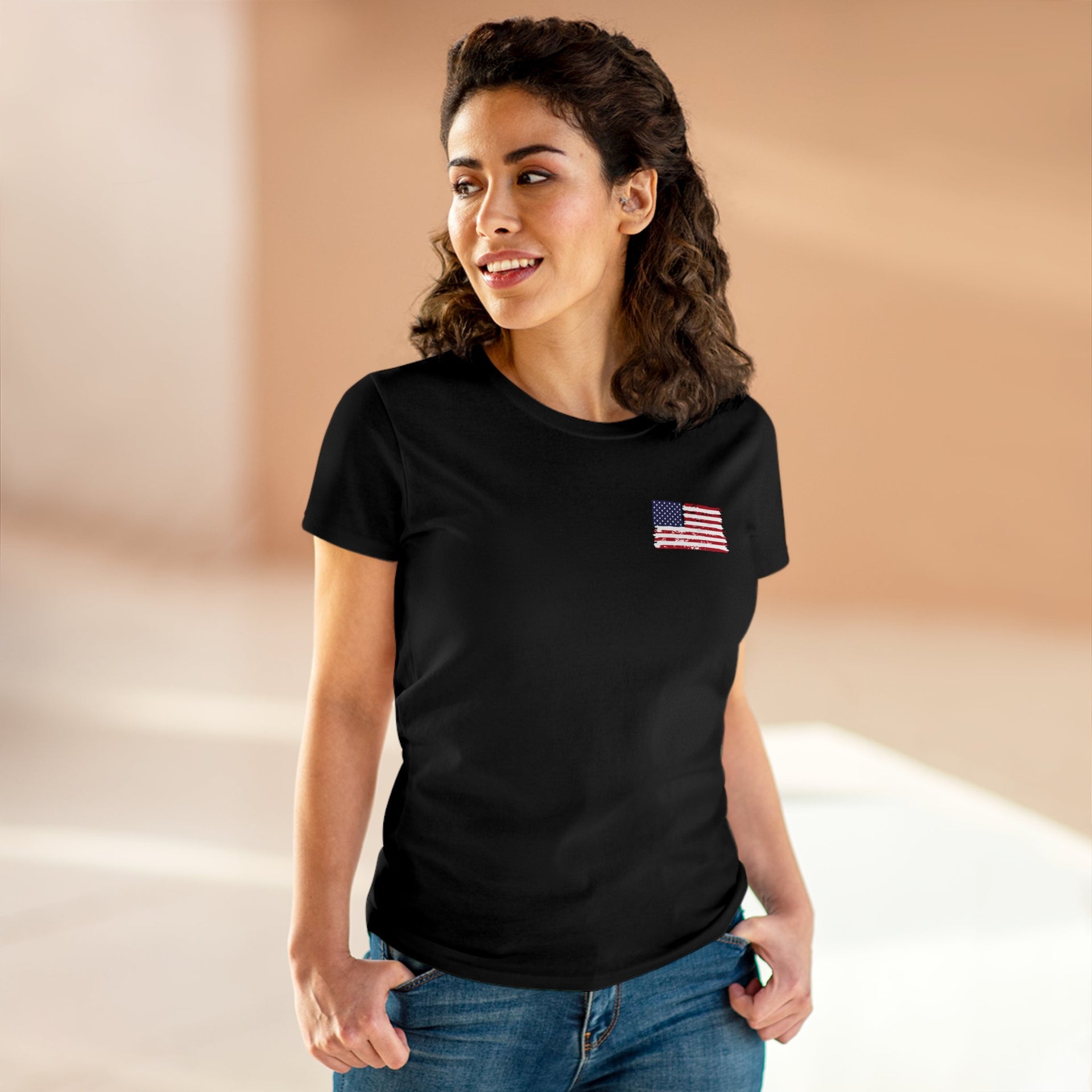 American Flag Women's Midweight Cotton Tee