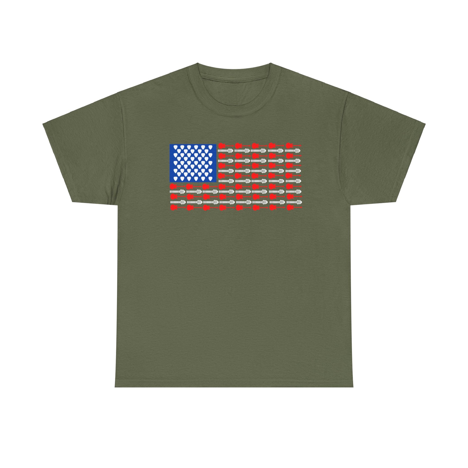 American Flag Guitar Unisex Cotton Tee