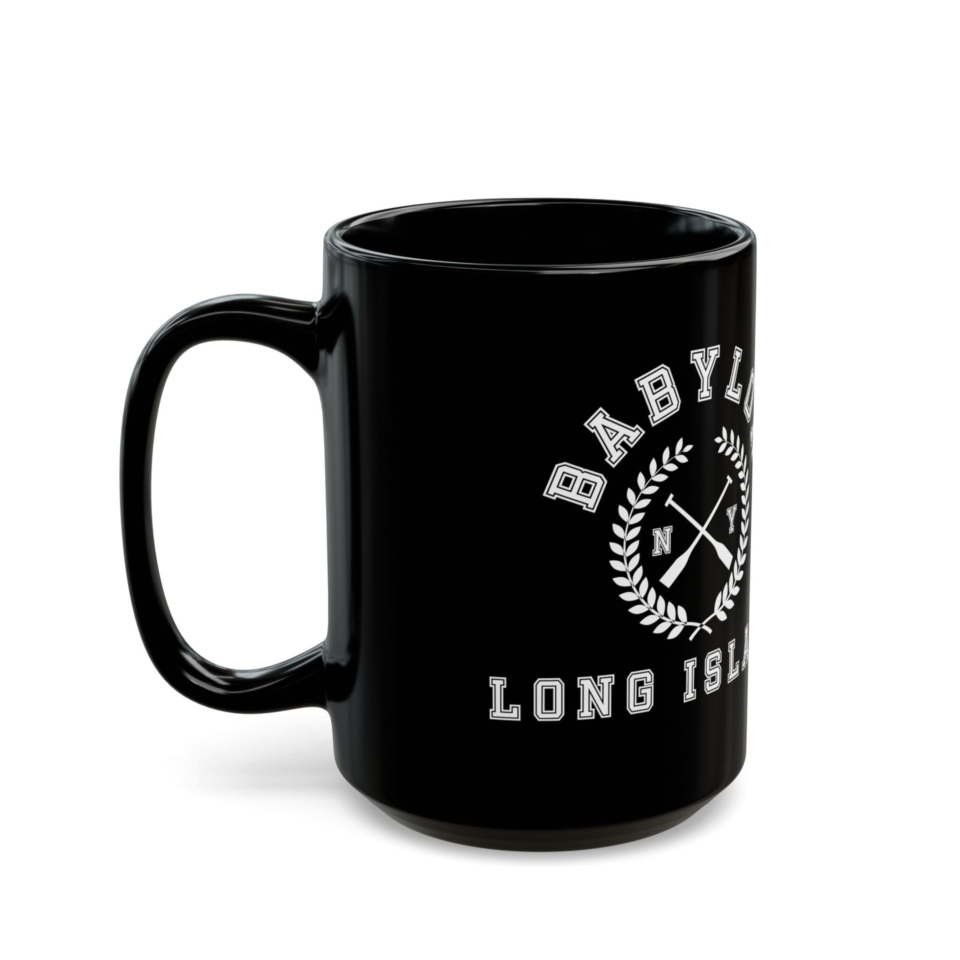 Babylon Long Island Crossed Oars Black Mug