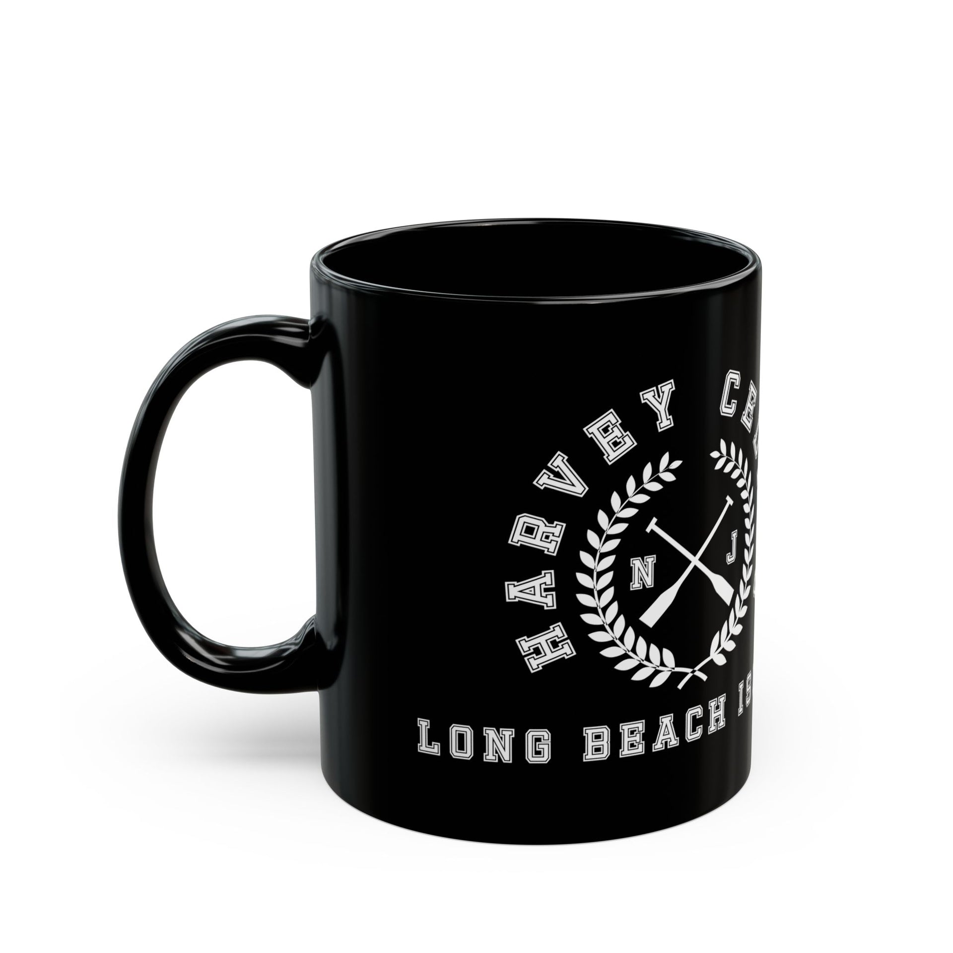 Harvey Cedars Long Beach Island Black Mug