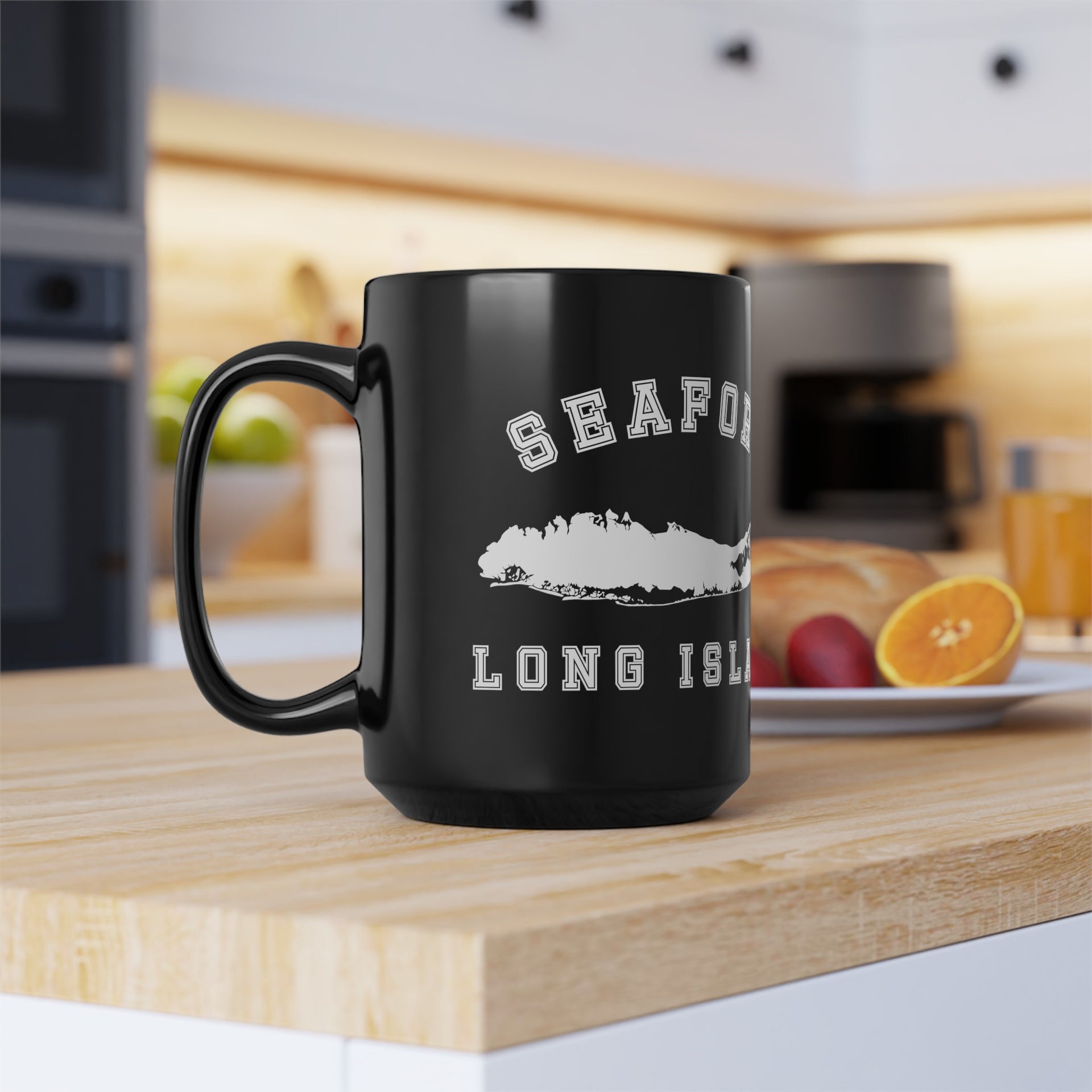 Seaford Long Island 11oz Black Mug