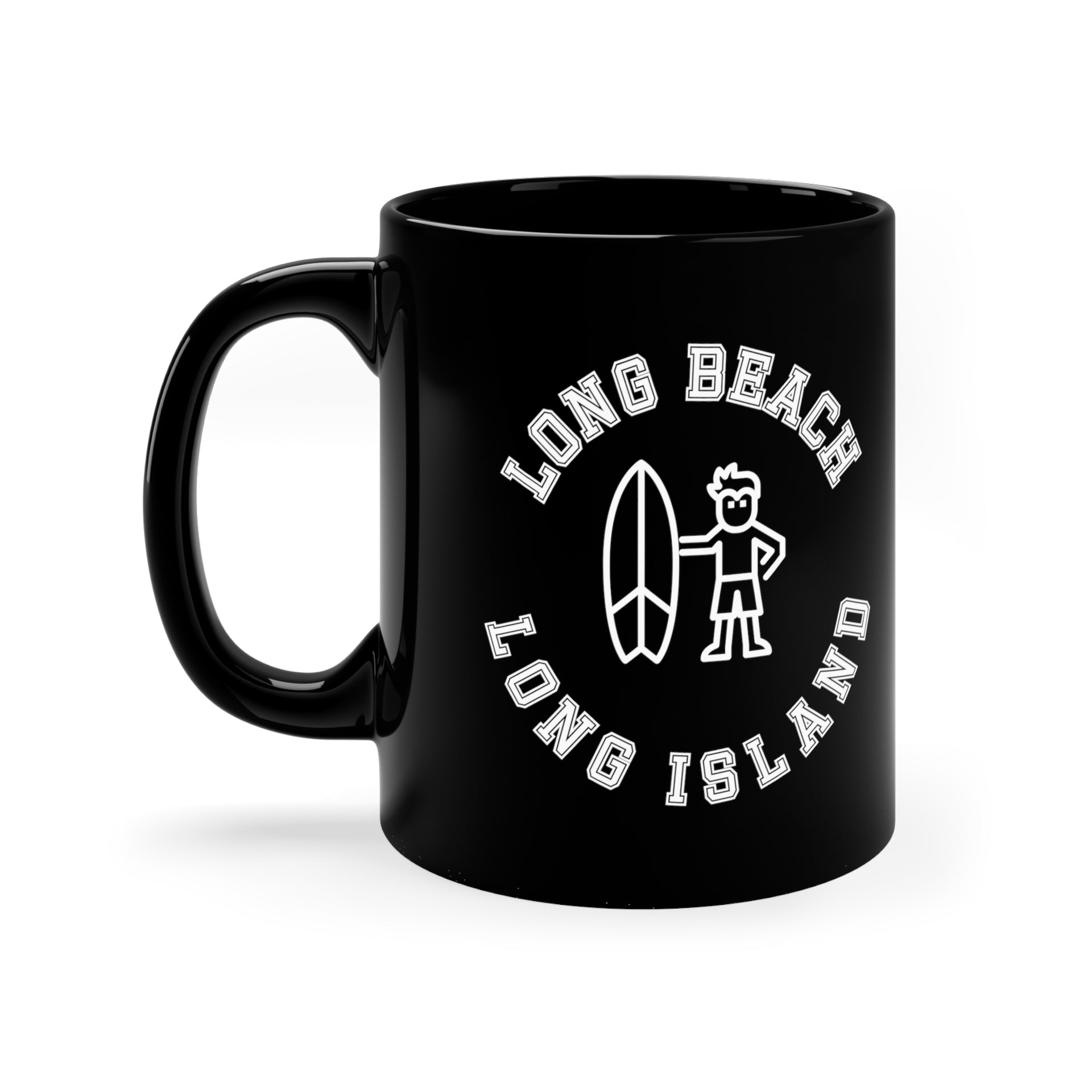 Long Beach Long Island Surfer 11oz Black Mug