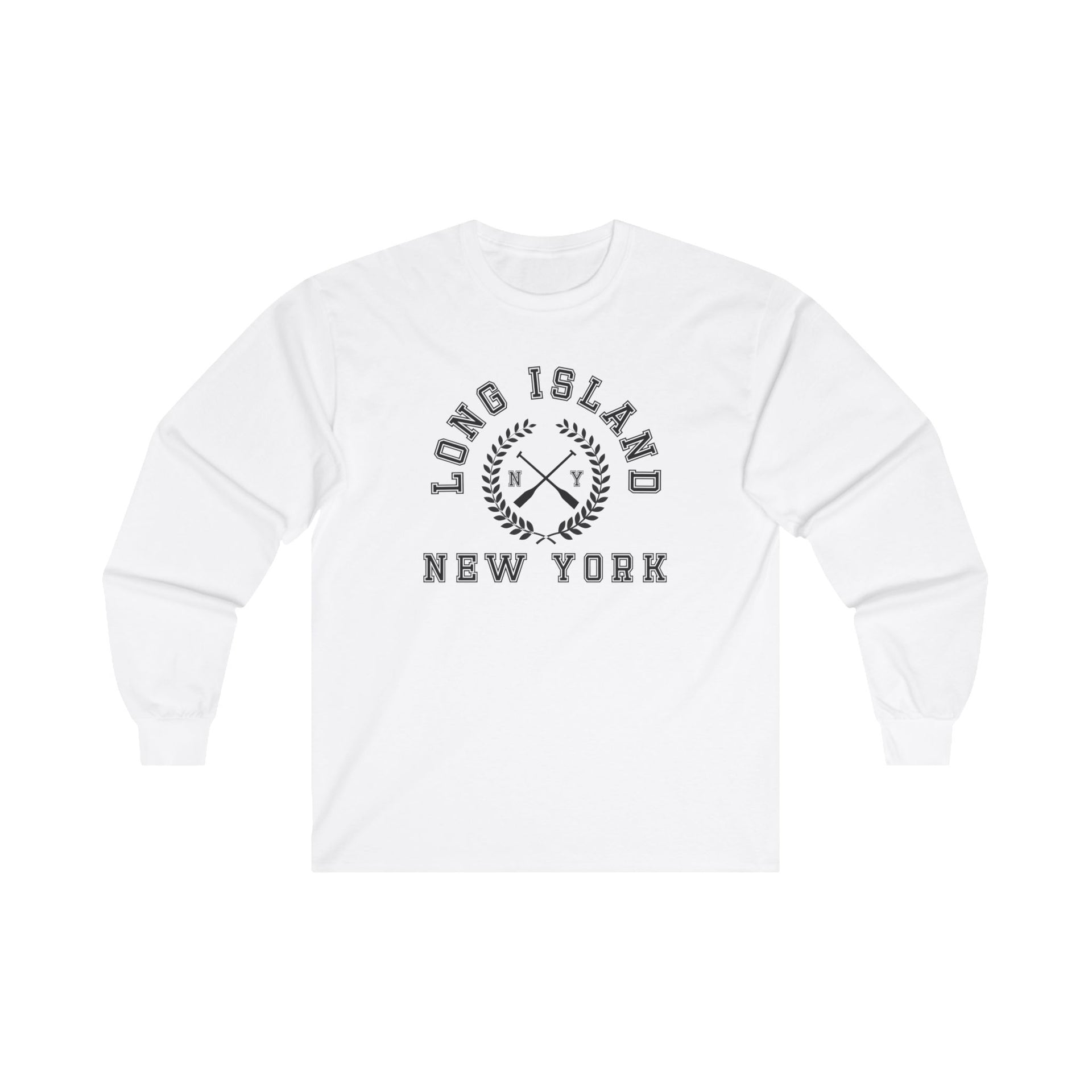 Long Island NY Crossed Oars Ultra Cotton Long Sleeve Tee