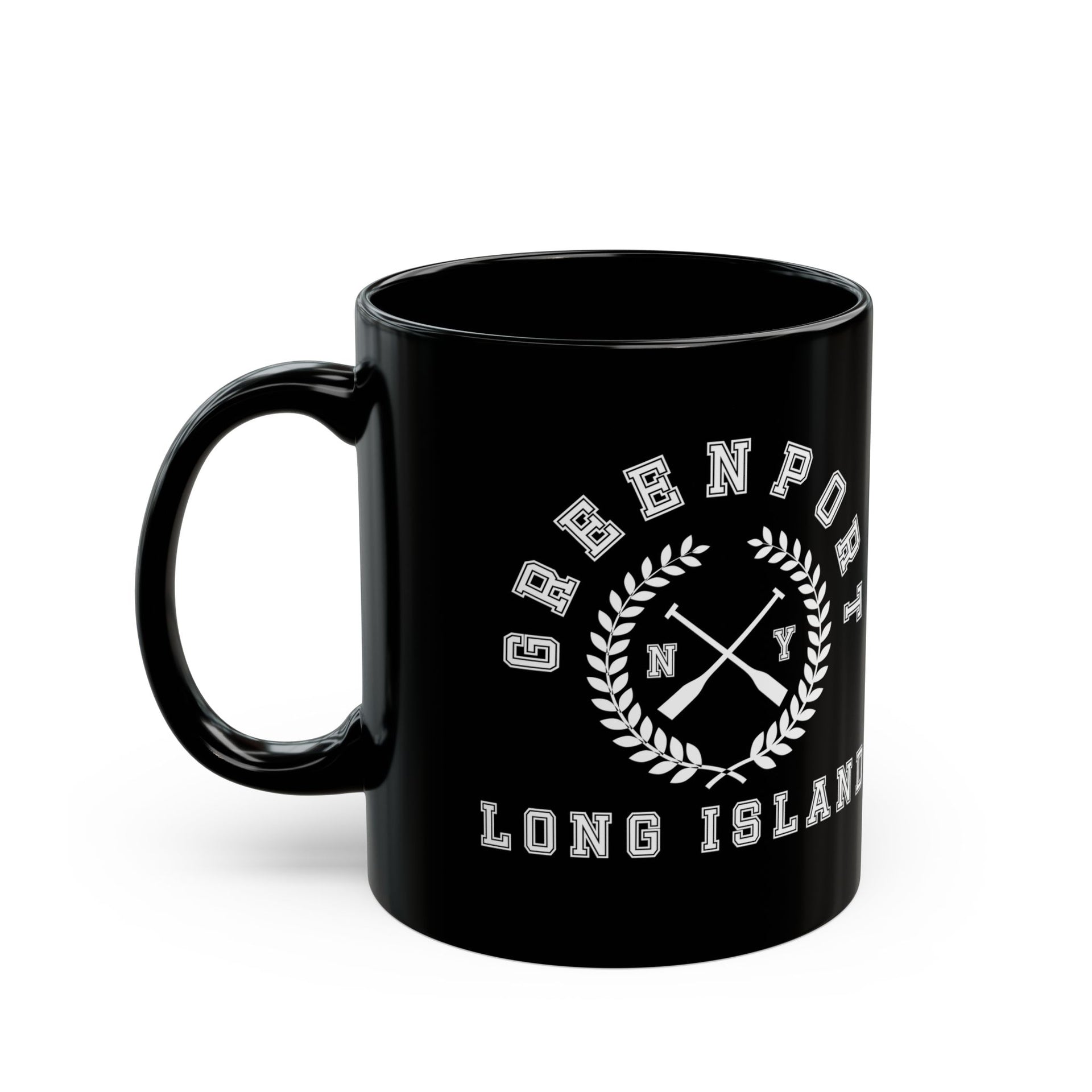 Greenport Long Island Black Mug