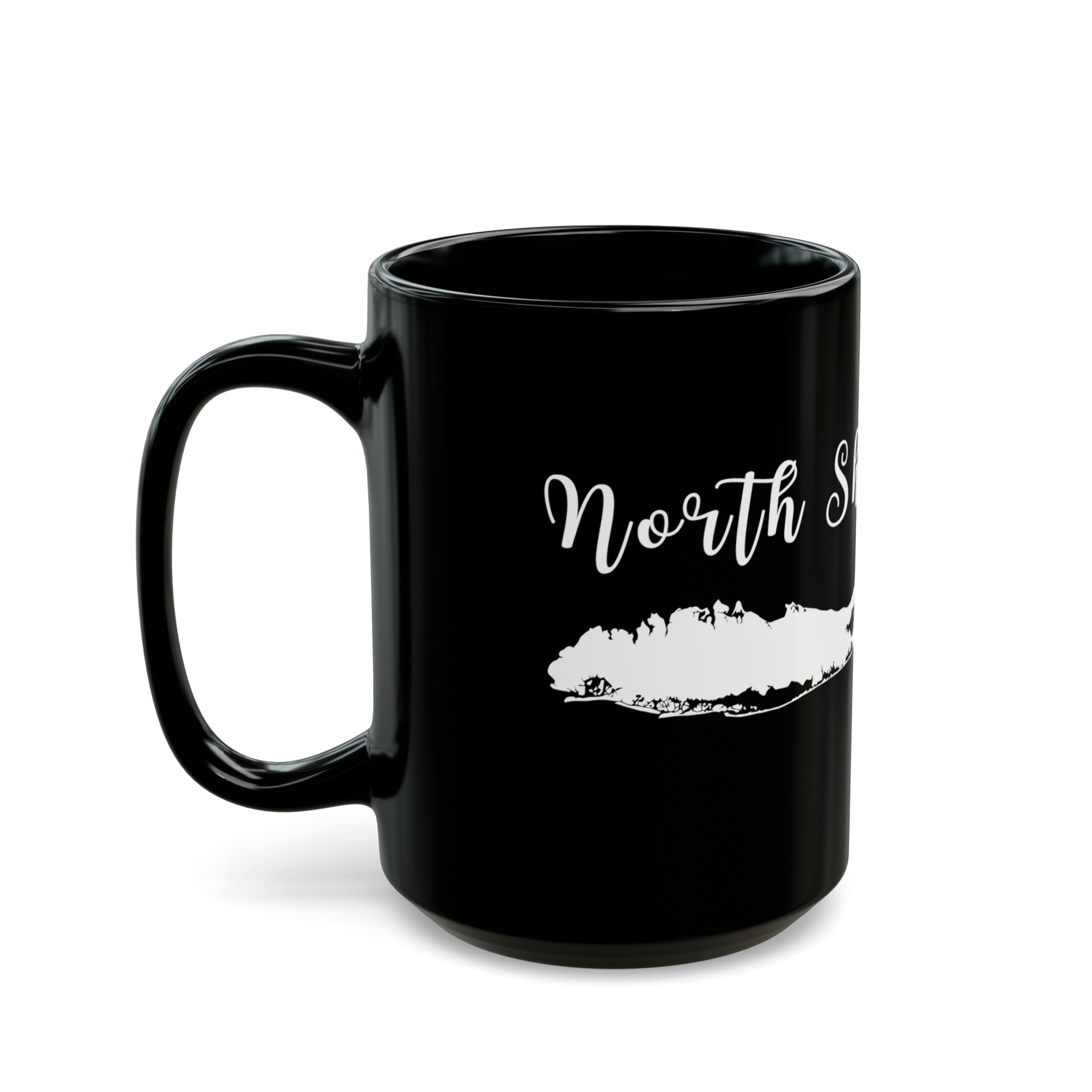 North Shore (Script) Long Island 11oz Black Mug