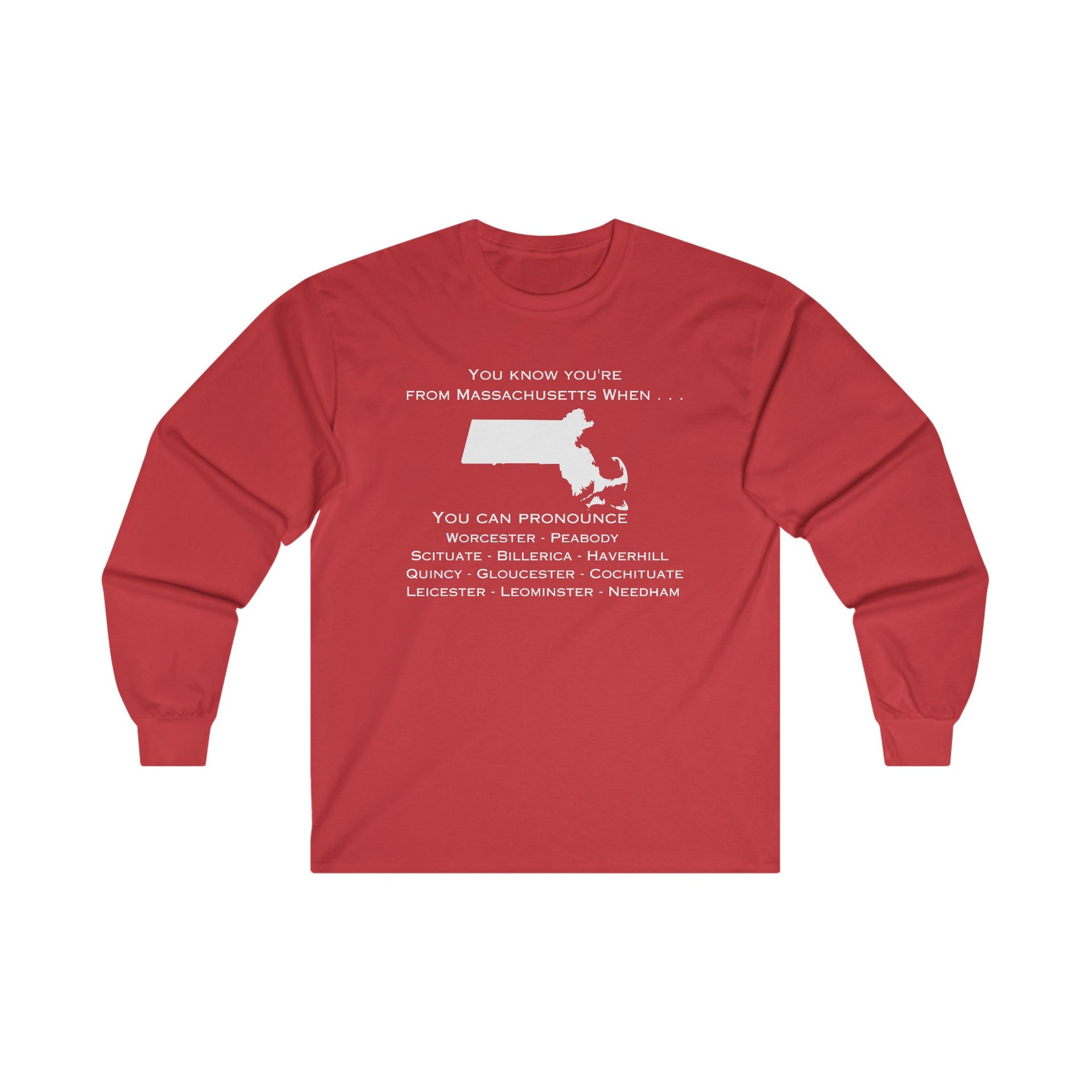 Massachusetts City Names Ultra Cotton Long Sleeve Tee